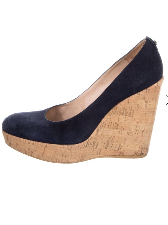 Stuart Weitzman Shoes - Stuart Weitzman Navy Suede Cork Wedge Pumps 4.5 with platform